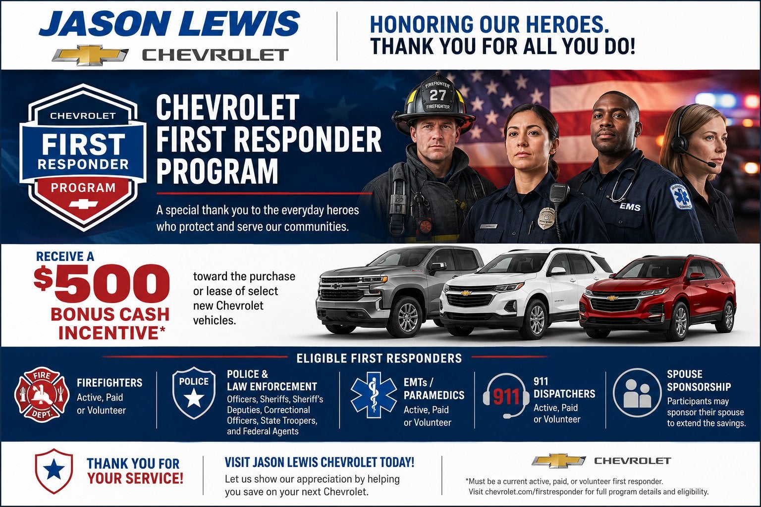 First Responders Discount at Jason Lewis Chevrolet